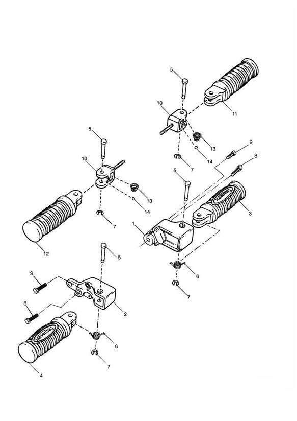 Diagram Footrests & Mountings for your 2002 Triumph Sprint RS > 139276  