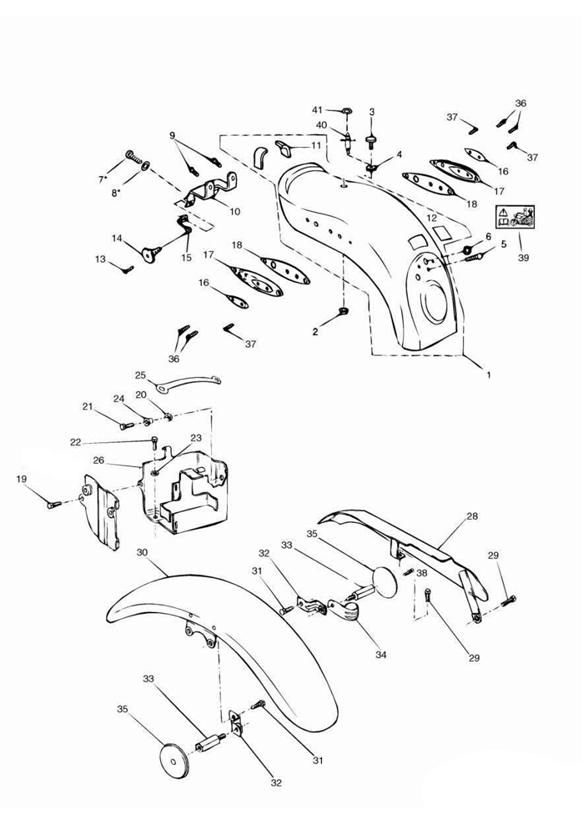 Diagram Mudguards/Chainguard/Battery Box for your Triumph Adventurer  