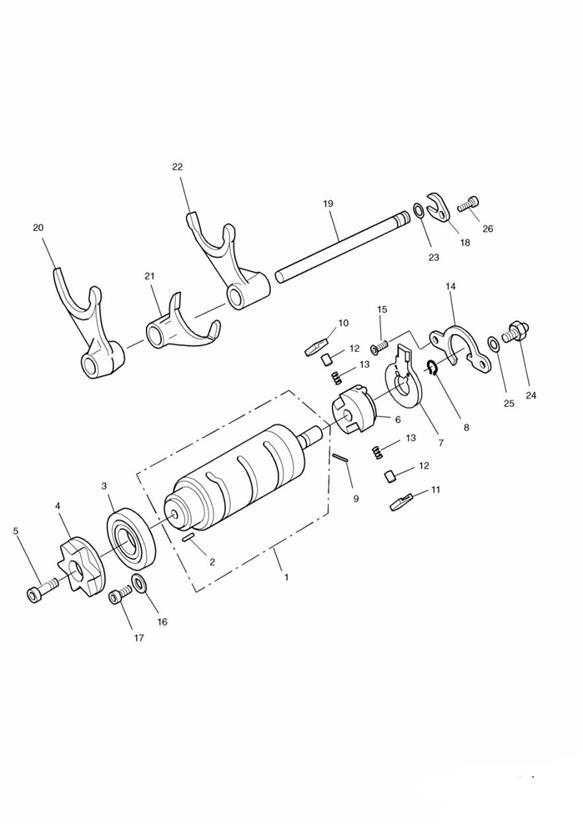 Diagram Gear Selector Drum for your 1997 Triumph Daytona 595 / 955i  