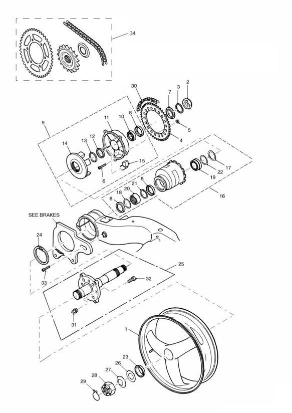 Diagram Rear Wheel/Final Drive for your 2015 Triumph Thruxton  900 EFI 