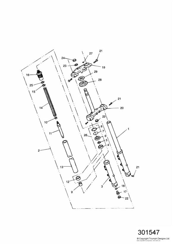 Diagram Front Forks and Yokes for your 2006 Triumph Scrambler  EFI 