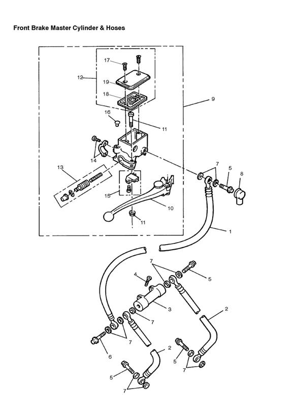 Diagram Front Brake Master Cylinder for your 2007 Triumph Bonneville  from VIN 380777/ SE 