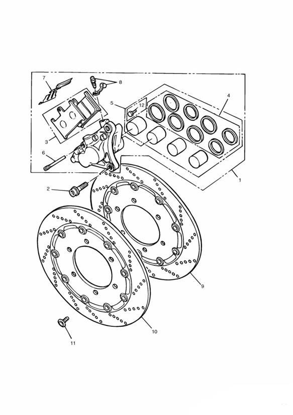 Diagram Front Brake Caliper and Discs for your 2006 Triumph Scrambler  EFI 