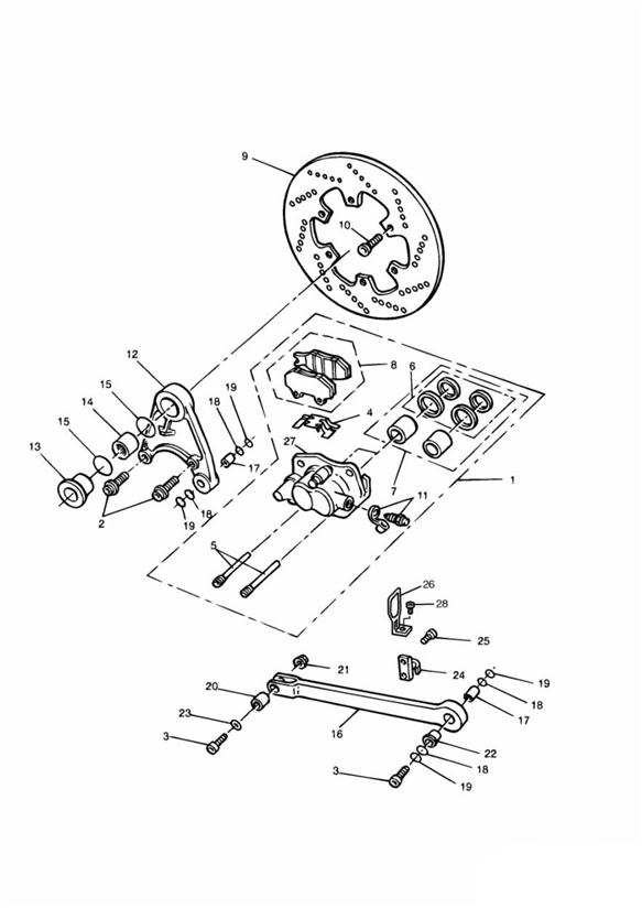 Diagram Rear Brake Disc and Caliper for your Triumph