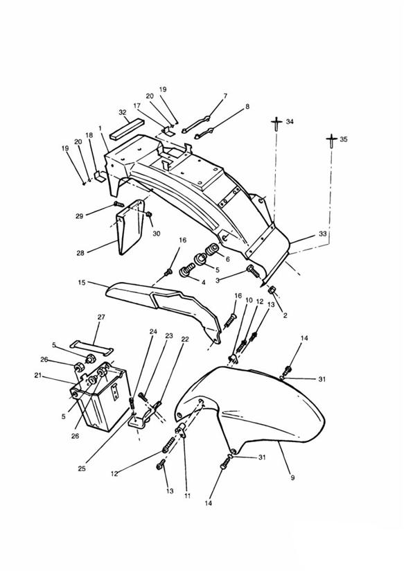 Diagram Mudguards/Chainguard/Battery Box for your Triumph Bonneville Bobber  