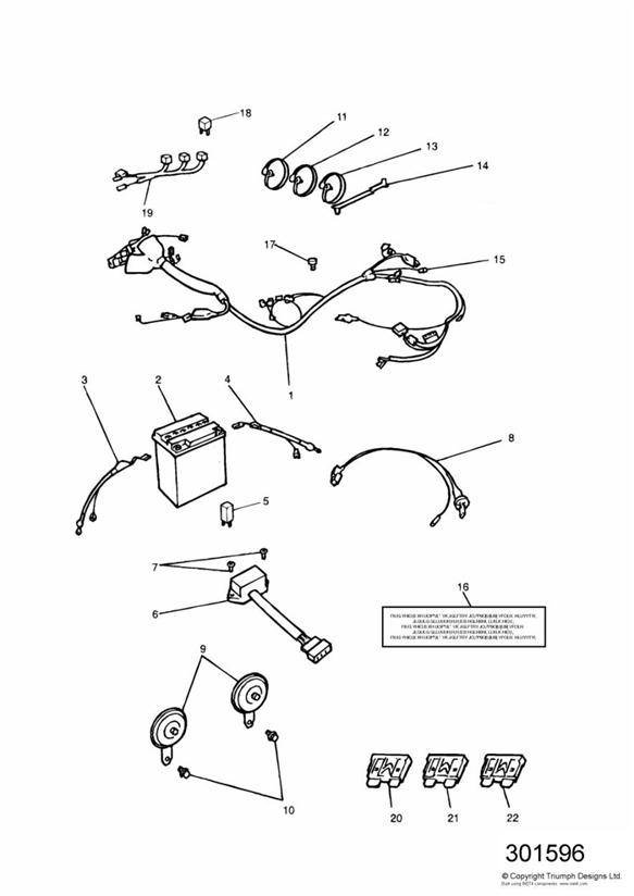 Diagram Electrical Fittings & Main Harness for your Triumph Bonneville Bobber  