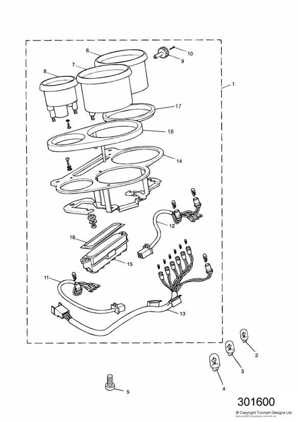 Diagram Instruments for your 2010 Triumph Bonneville  from VIN 380777/ SE 