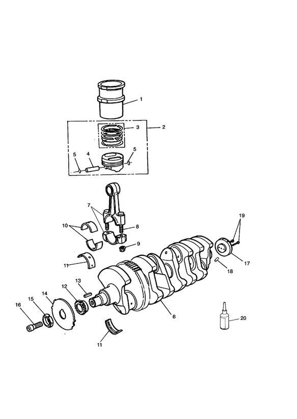 Diagram Crankshaft/Conn Rod/Pistons and Liners for your Triumph Daytona  