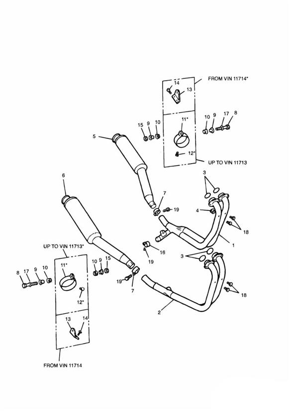 Diagram Exhaust System 4 Cylinder for your 2017 Triumph Bonneville  T100 BLACK 