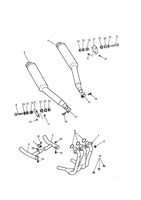 Diagram Exhaust System 3 Cylinder 29156 + for your 1999 Triumph Speed Triple 210445 > 461331  