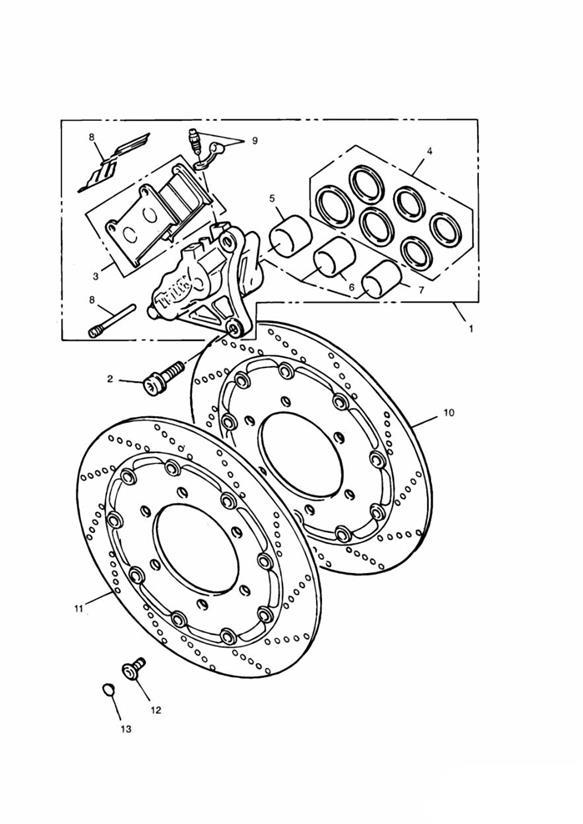 Diagram Front Brake Caliper and Disc Super lll and Special Edition for your 2006 Triumph Scrambler  EFI 