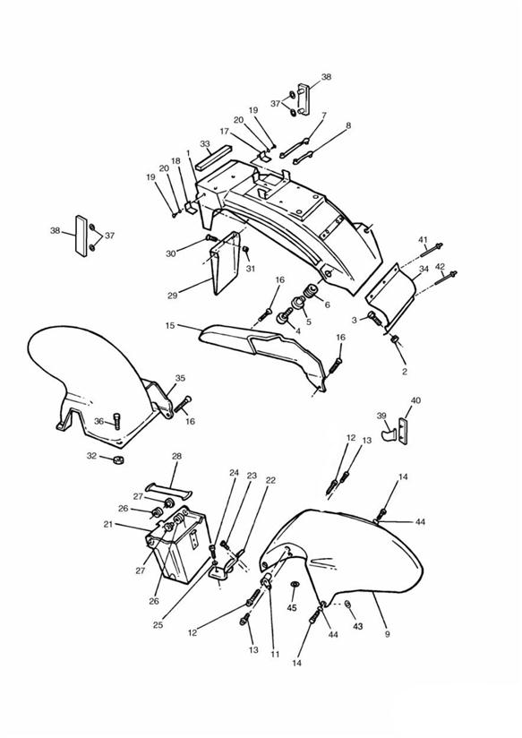 Diagram Mudguard, Chainguard & Battery Box for your Triumph Bonneville Bobber  