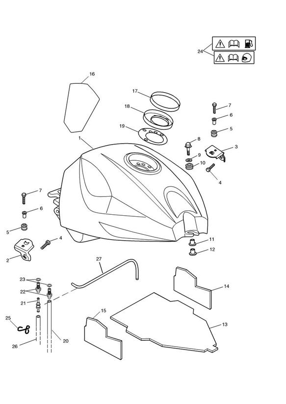 Diagram Fuel Tank and Fittings + 189197 for your 2015 Triumph Thruxton  900 EFI 