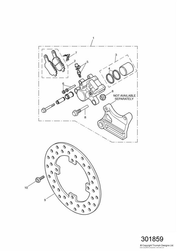 Diagram Rear Brake Disc and Caliper for your Triumph