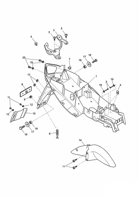 Diagram Mudguards/Chainguard/Battery Box for your Triumph