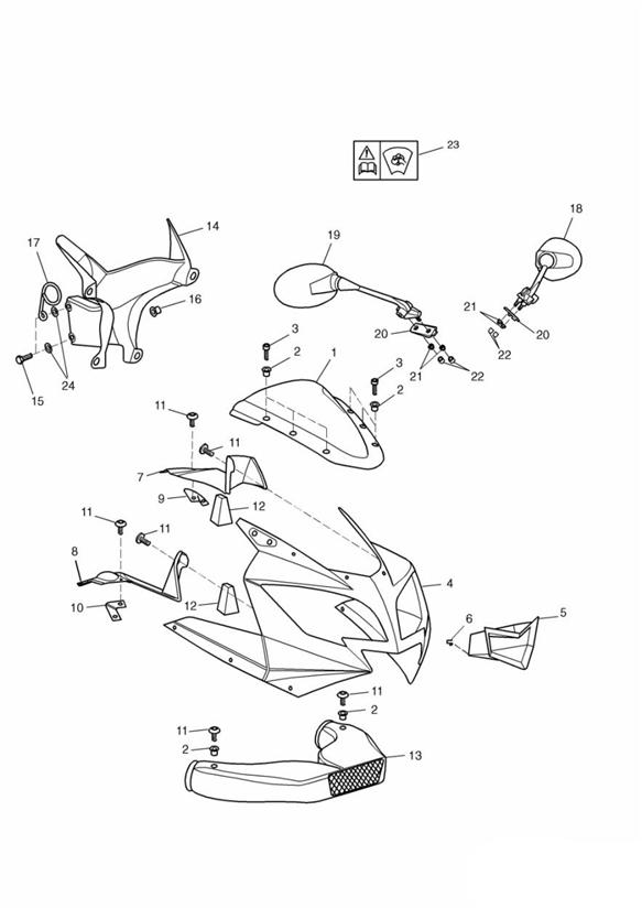 Diagram Bodywork - Cockpit and Mirrors for your 2015 Triumph Thruxton  900 EFI 