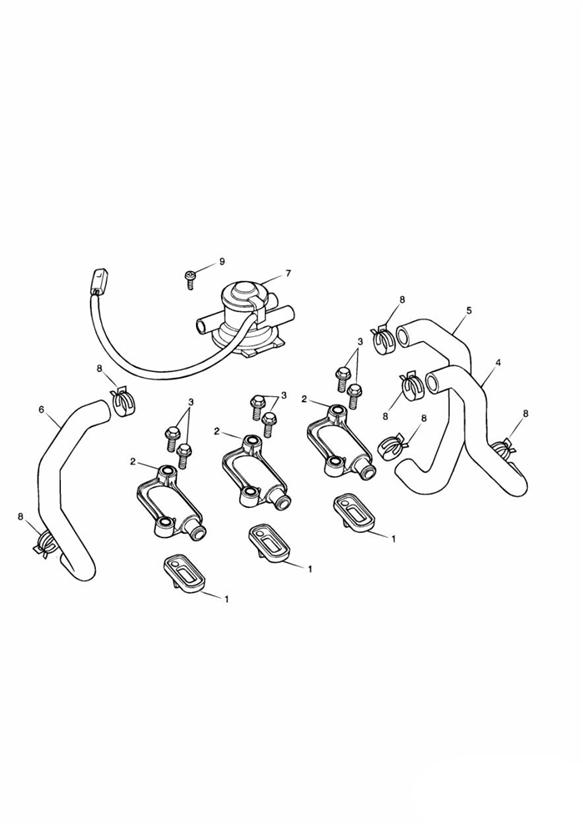 Diagram Emiss. Ctrl USCal & DE All VINS; CY,ES,FR,GR,IT,NL,PT,SE & UK 179118 >; JP &  CA 190459>; HK 250479> for your 2003 Triumph Daytona  955i 132513 > 