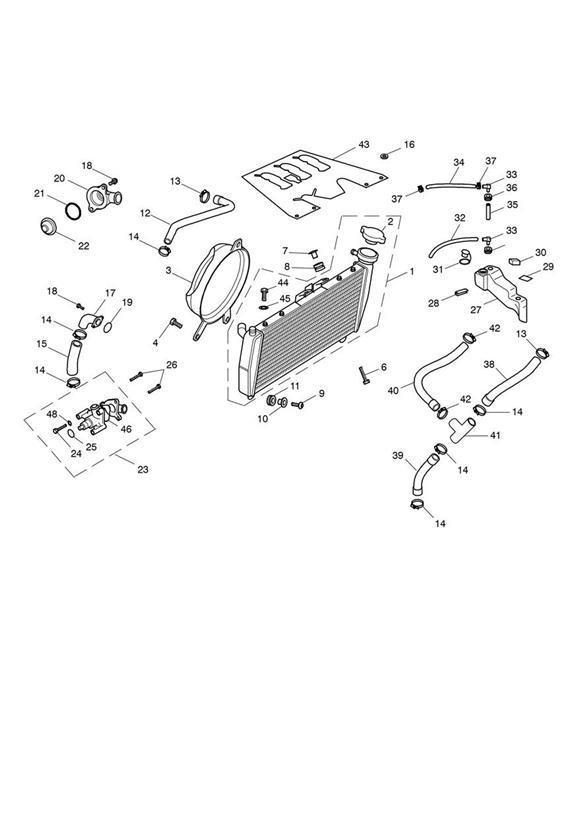 Diagram Cooling System  + 152244 for your 2001 Triumph Daytona  955i 132513 > 