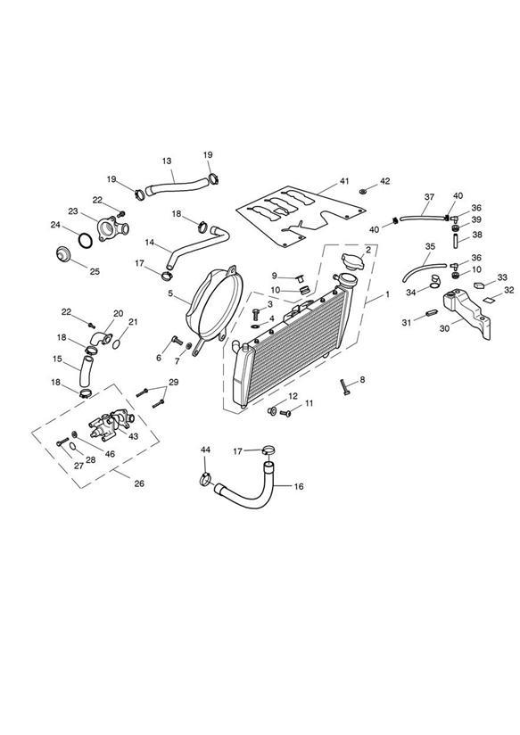 Diagram Cooling System 152245 + for your 2001 Triumph Daytona  955i 132513 > 