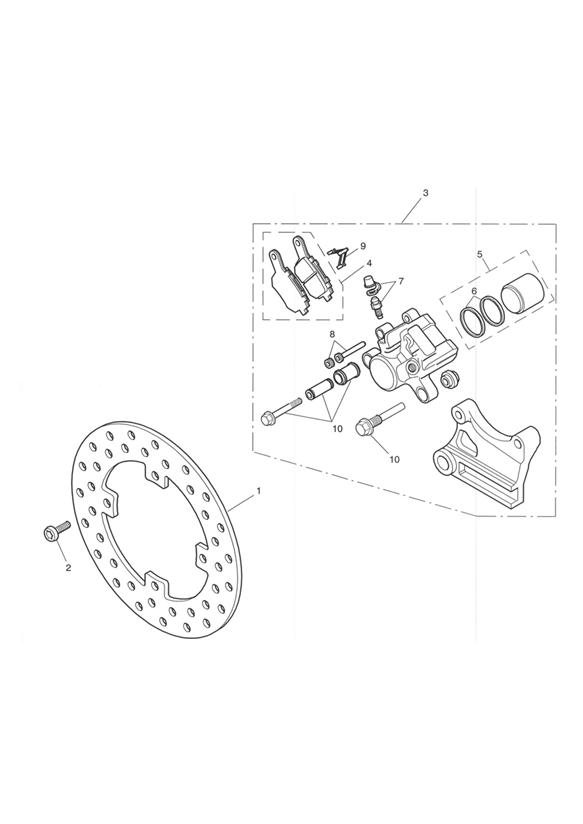 Diagram Rear Brake Disc and Caliper Double sided swingarm for your Triumph