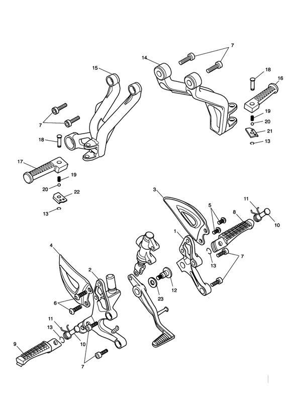 Diagram Footrests & Mountings 186151 > for your Triumph TT600  