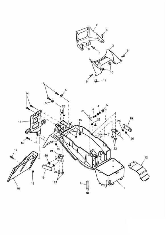 Diagram Rear Mudguard & Battery Box for your Triumph