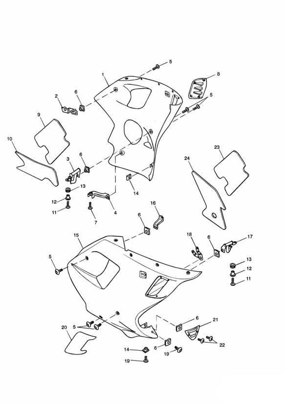 Diagram Bodywork - Side Fairings for your 2002 Triumph Thunderbird   