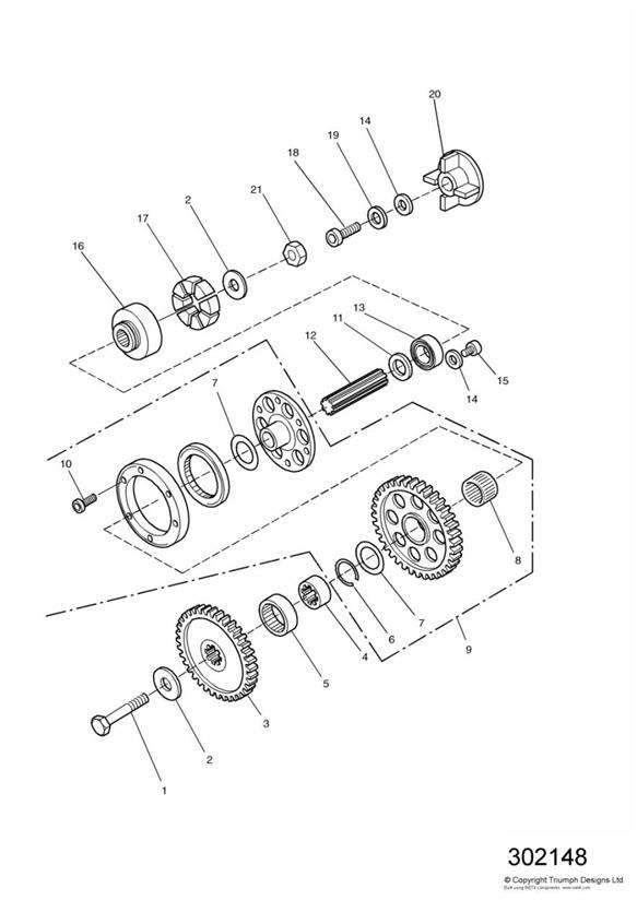 Diagram Alternator/Starter Drive Gears for your Triumph Bonneville Bobber  