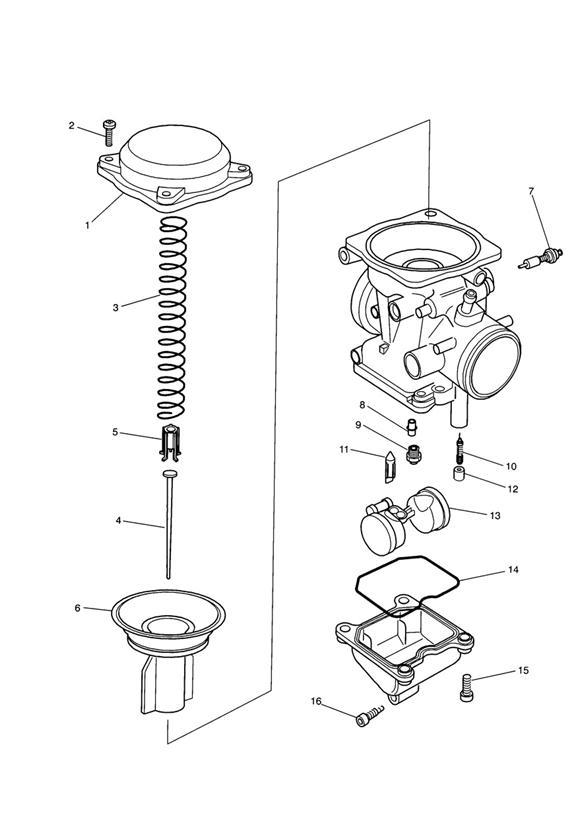 Diagram Carburettor Parts (Carb assy T1240670) 62393 + for your 2007 Triumph Bonneville  from VIN 380777/ SE 