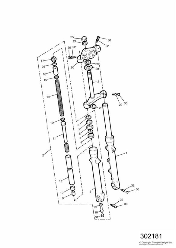 Diagram Front Forks and Yokes 92894 + for your 2017 Triumph Bonneville Bobber   