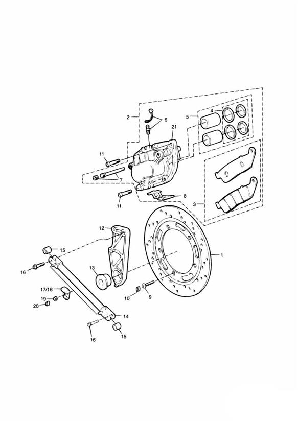 Diagram Rear Brake Disc and Caliper for your 2015 Triumph Thruxton  900 EFI 