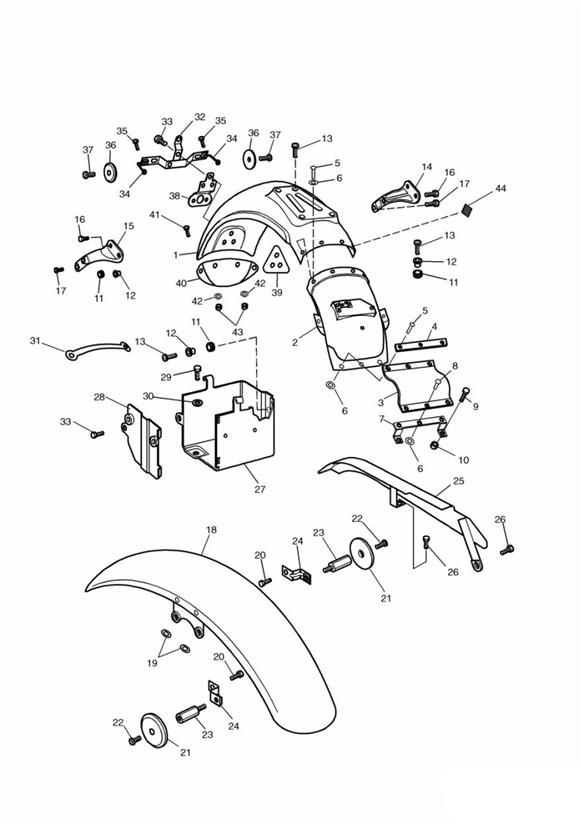 Diagram Mudguards/Chainguard/Battery Box for your 2015 Triumph Thruxton  900 EFI 