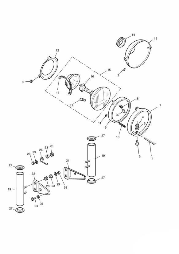 Diagram Headlight/Mountings for your 2011 Triumph Scrambler  EFI 