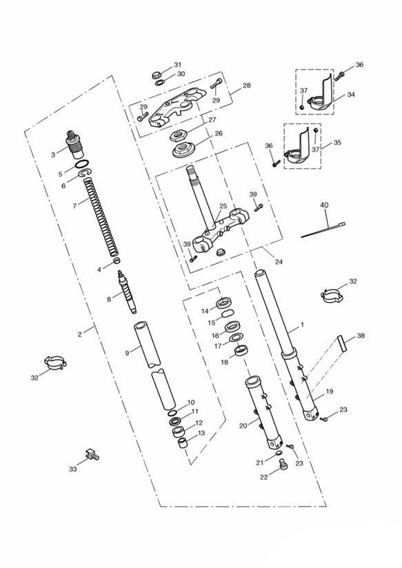 Diagram Front Forks and Yokes for your 2010 Triumph Bonneville  from VIN 380777/ SE 