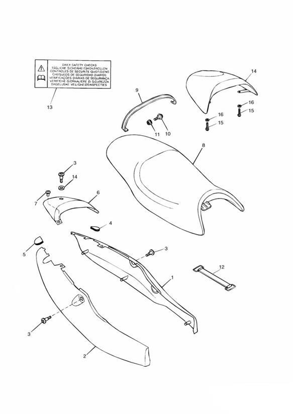 Diagram Bodywork - Rear Side Panels and Seat for your 2008 Triumph Street Triple   