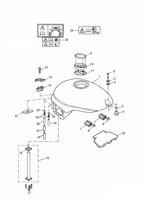 Diagram Fuel Tank and Fittings for your 2006 Triumph Speed Triple  141872 > 210444 