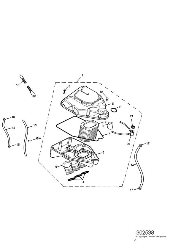 Diagram Airbox for your 2012 Triumph Speed Triple  141872 > 210444 