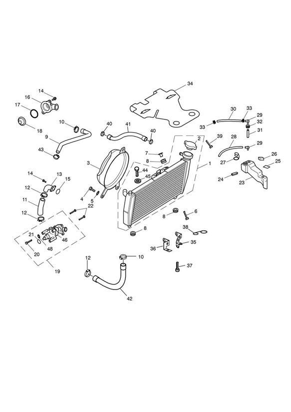 Diagram Cooling System for your 2014 Triumph Speed Triple  141872 > 210444 