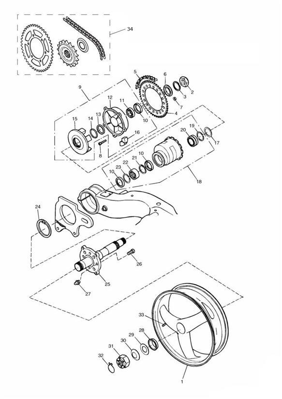 Diagram Rear Wheel/Final Drive for your 2015 Triumph Thruxton  900 EFI 