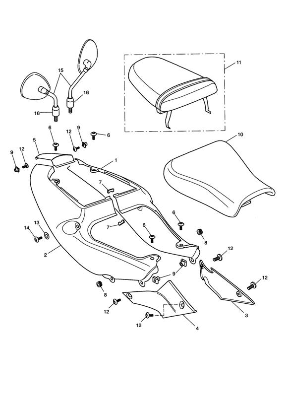 Diagram Rear Bodywork & Seat for your Triumph