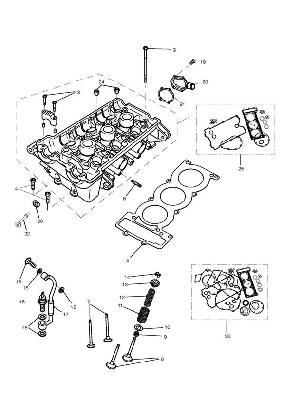 Diagram Cylinder Head and Valves for your Triumph Speed Triple  