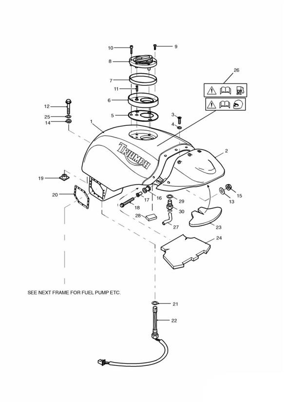 Diagram Fuel Tank, Fuel Pump & Fittings for your 2015 Triumph Thruxton  900 EFI 