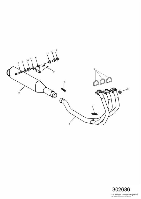 Diagram Exhaust System 885cc Engine for your 2019 Triumph Bonneville Speedmaster   