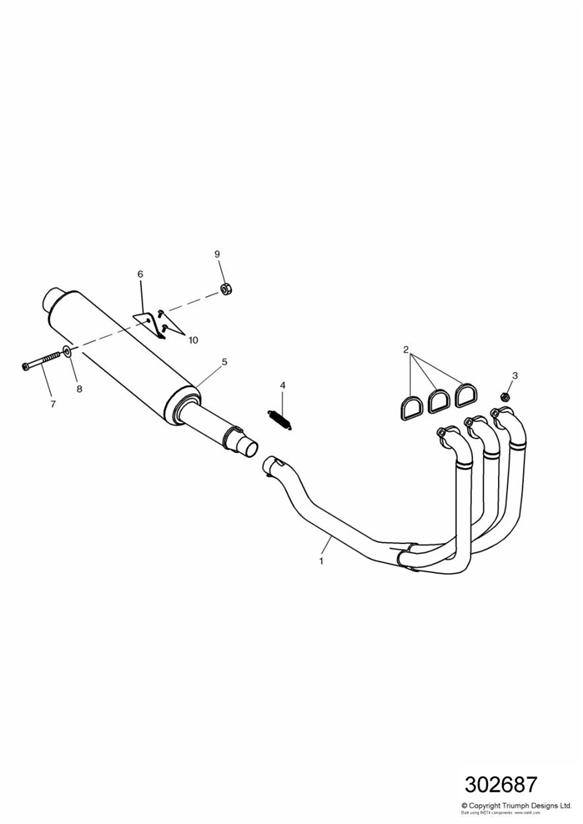 Diagram Exhaust System 955cc Engine for your 2022 Triumph Bonneville Bobber   