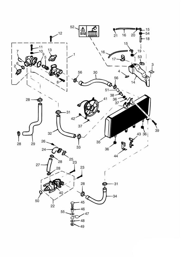 Diagram Cooling System 885cc Engine for your 2002 Triumph TT600   