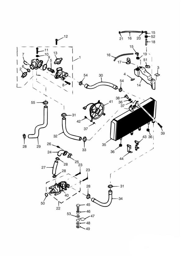 Diagram Cooling System 955cc Engine for your 2002 Triumph TT600   