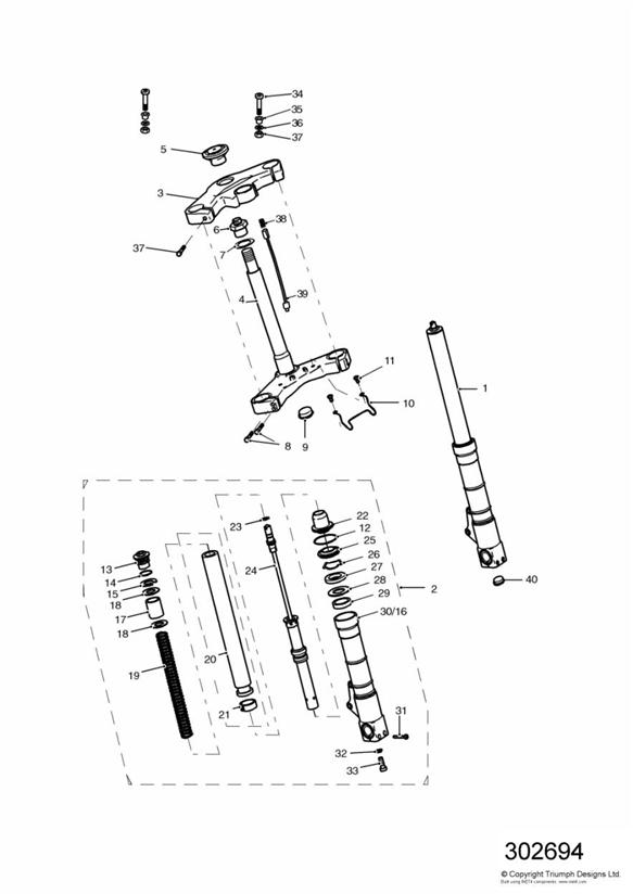 Diagram Front Forks and Yokes for your Triumph Speed Triple  