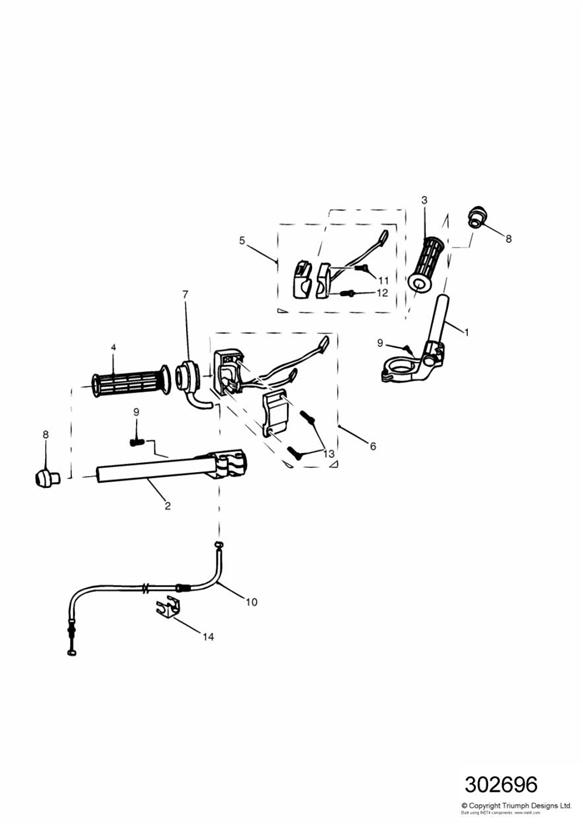 Diagram Handlebars and Switches Low Handlebars for your 1995 Triumph Thunderbird  Standard 