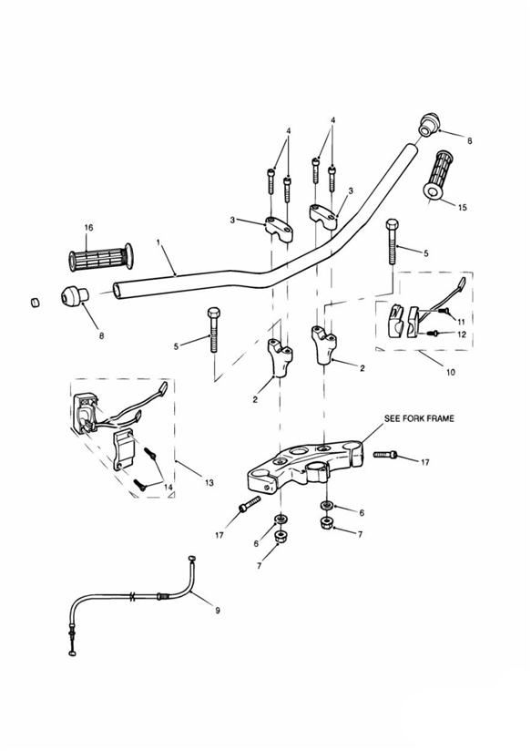 Diagram Handlebars and Switches High Handlebars for your 1995 Triumph Thunderbird  Standard 