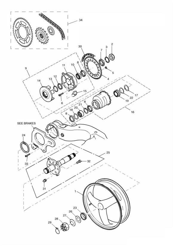 Diagram Rear Wheel/Final Drive for your 2015 Triumph Thruxton  900 EFI 